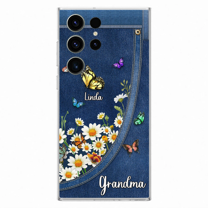 Personalized Daisy And Butterfly Grandma Phone Case - Gift Idea For Grandma - Up to 10 Kids - Case For iPhone/Samsung