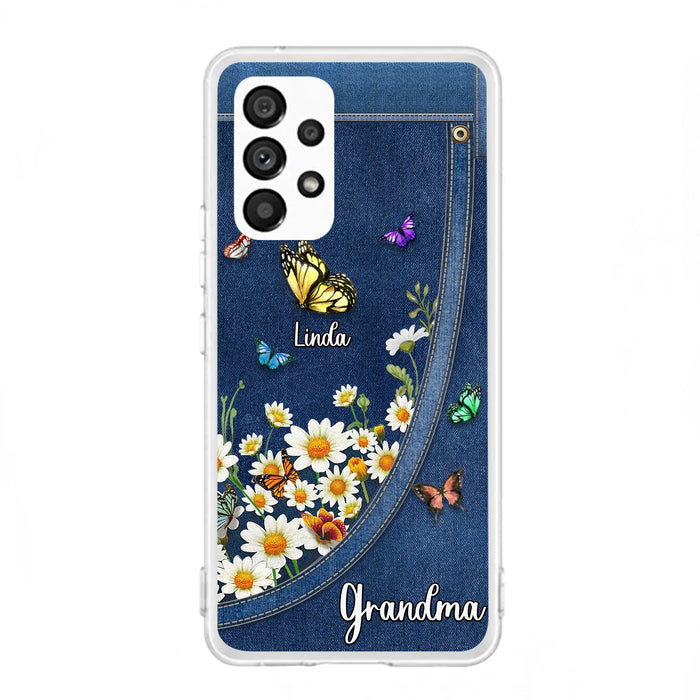 Personalized Daisy And Butterfly Grandma Phone Case - Gift Idea For Grandma - Up to 10 Kids - Case For iPhone/Samsung