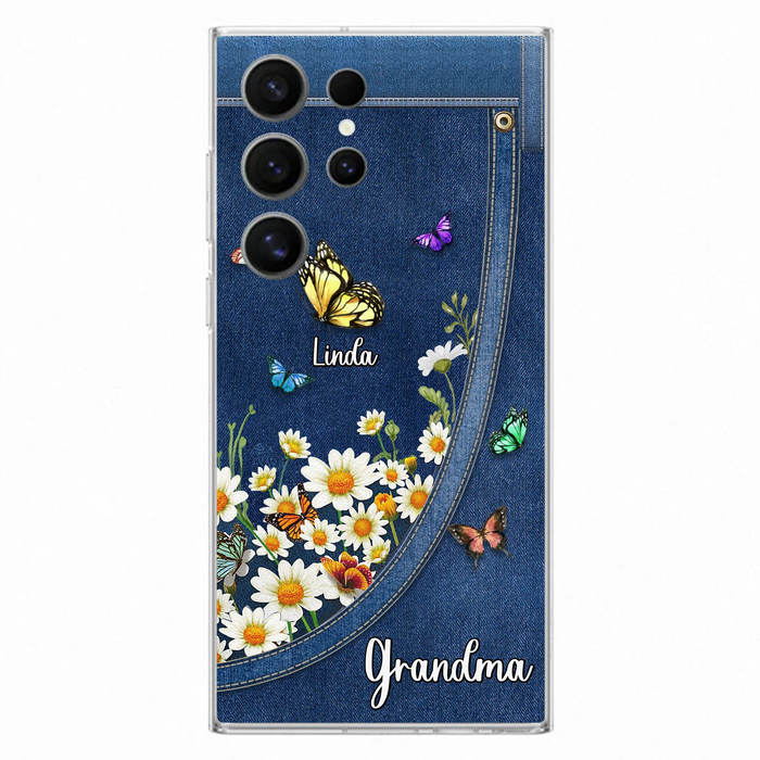 Personalized Daisy And Butterfly Grandma Phone Case - Gift Idea For Grandma - Up to 10 Kids - Case For iPhone/Samsung