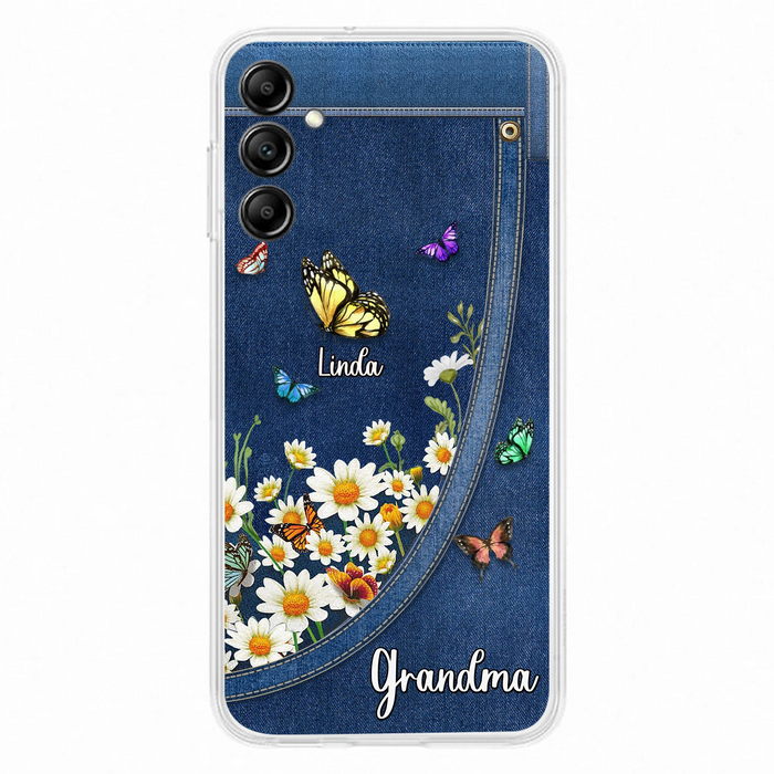 Personalized Daisy And Butterfly Grandma Phone Case - Gift Idea For Grandma - Up to 10 Kids - Case For iPhone/Samsung