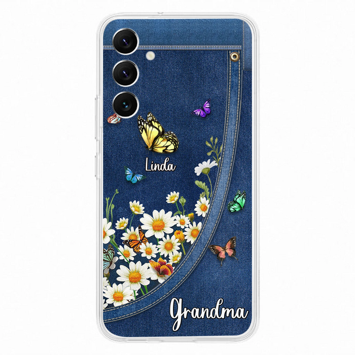 Personalized Daisy And Butterfly Grandma Phone Case - Gift Idea For Grandma - Up to 10 Kids - Case For iPhone/Samsung