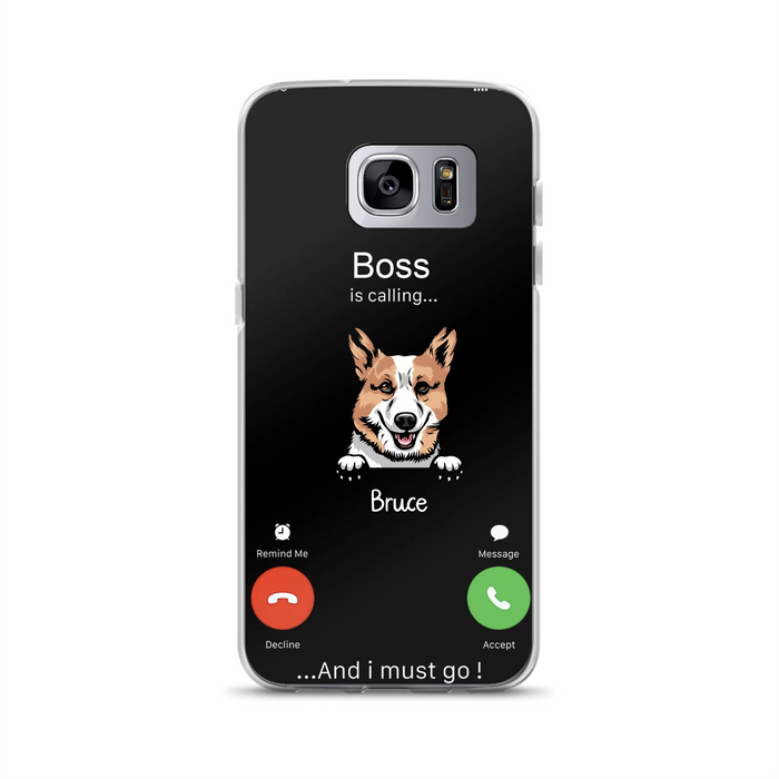 Personalized Dog Phone Case - Gift Idea For Dog Lover/Mother's Day/Father's Day - Up to 5 Dogs - Boss Is Calling And I Must Go - Case For iPhone/Samsung