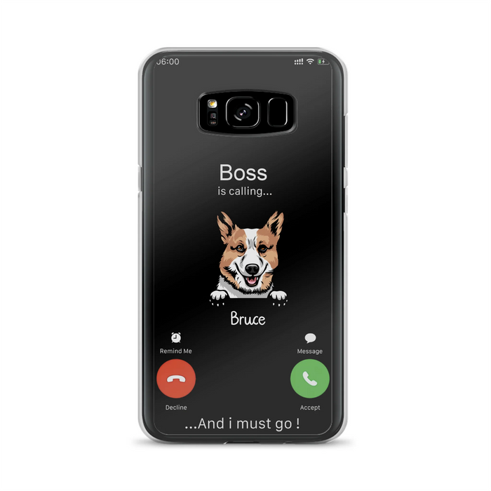 Personalized Dog Phone Case - Gift Idea For Dog Lover/Mother's Day/Father's Day - Up to 5 Dogs - Boss Is Calling And I Must Go - Case For iPhone/Samsung