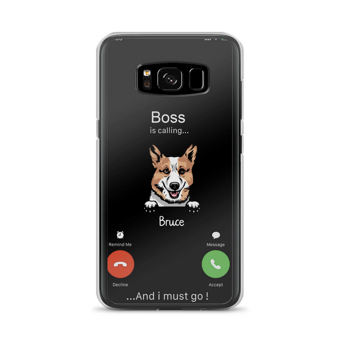 Personalized Dog Phone Case - Gift Idea For Dog Lover/Mother's Day/Father's Day - Up to 5 Dogs - Boss Is Calling And I Must Go - Case For iPhone/Samsung