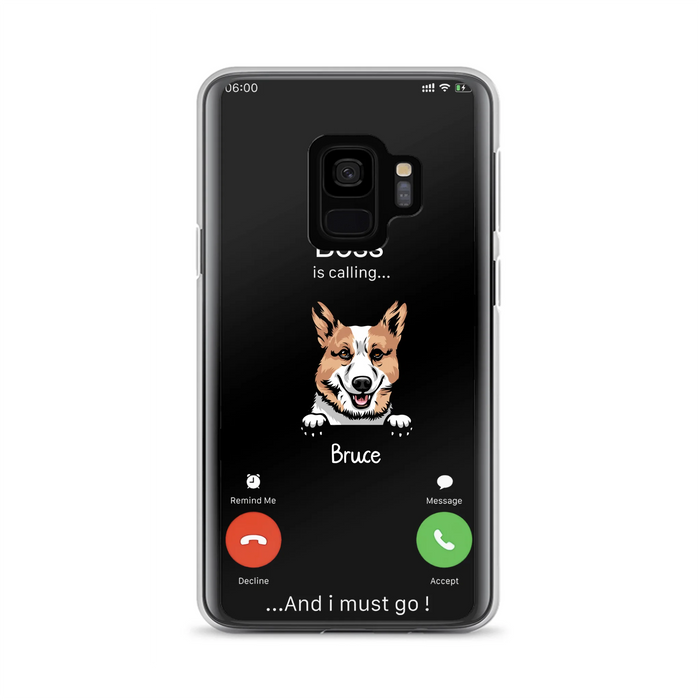 Personalized Dog Phone Case - Gift Idea For Dog Lover/Mother's Day/Father's Day - Up to 5 Dogs - Boss Is Calling And I Must Go - Case For iPhone/Samsung