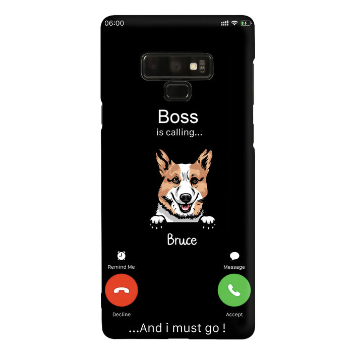 Personalized Dog Phone Case - Gift Idea For Dog Lover/Mother's Day/Father's Day - Up to 5 Dogs - Boss Is Calling And I Must Go - Case For iPhone/Samsung