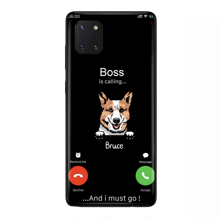 Personalized Dog Phone Case - Gift Idea For Dog Lover/Mother's Day/Father's Day - Up to 5 Dogs - Boss Is Calling And I Must Go - Case For iPhone/Samsung