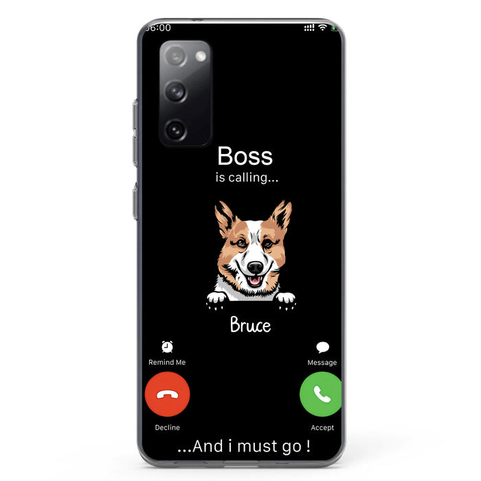 Personalized Dog Phone Case - Gift Idea For Dog Lover/Mother's Day/Father's Day - Up to 5 Dogs - Boss Is Calling And I Must Go - Case For iPhone/Samsung