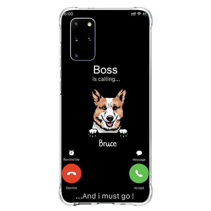 Personalized Dog Phone Case - Gift Idea For Dog Lover/Mother's Day/Father's Day - Up to 5 Dogs - Boss Is Calling And I Must Go - Case For iPhone/Samsung