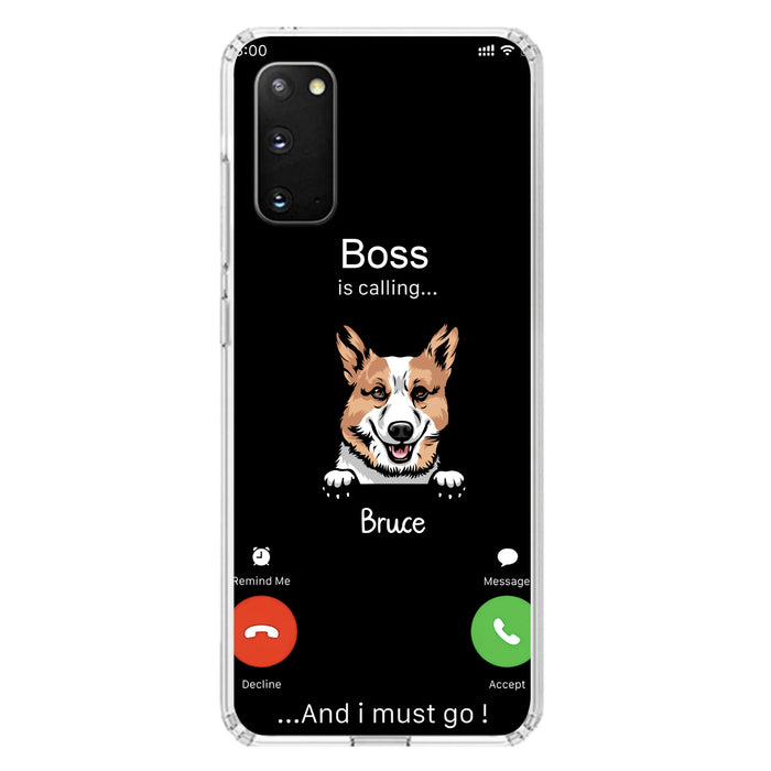 Personalized Dog Phone Case - Gift Idea For Dog Lover/Mother's Day/Father's Day - Up to 5 Dogs - Boss Is Calling And I Must Go - Case For iPhone/Samsung