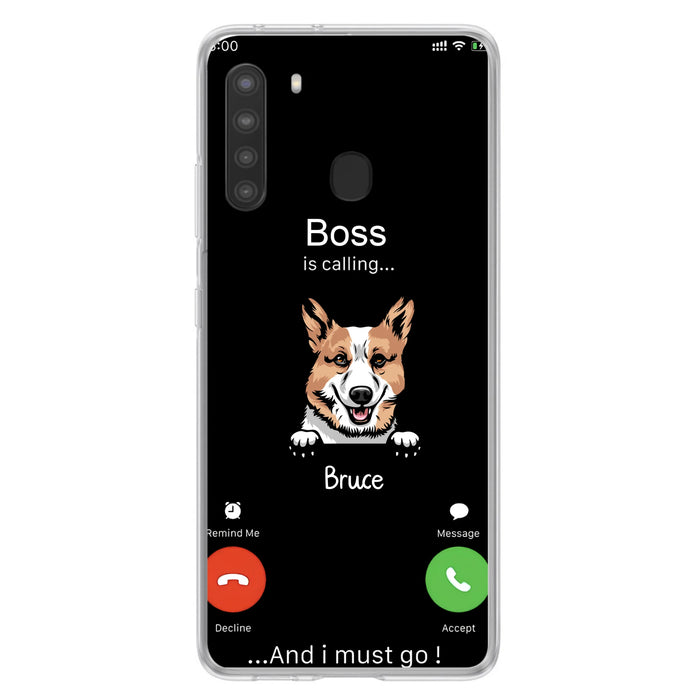 Personalized Dog Phone Case - Gift Idea For Dog Lover/Mother's Day/Father's Day - Up to 5 Dogs - Boss Is Calling And I Must Go - Case For iPhone/Samsung
