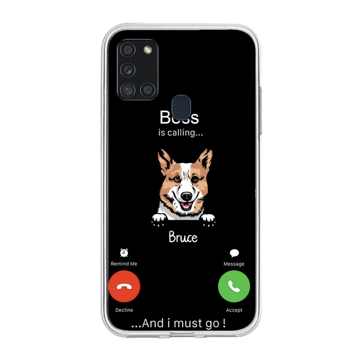 Personalized Dog Phone Case - Gift Idea For Dog Lover/Mother's Day/Father's Day - Up to 5 Dogs - Boss Is Calling And I Must Go - Case For iPhone/Samsung