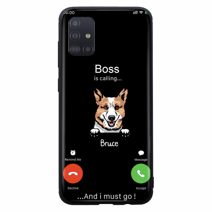 Personalized Dog Phone Case - Gift Idea For Dog Lover/Mother's Day/Father's Day - Up to 5 Dogs - Boss Is Calling And I Must Go - Case For iPhone/Samsung