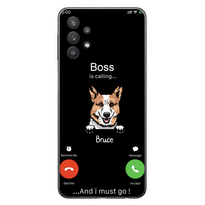 Personalized Dog Phone Case - Gift Idea For Dog Lover/Mother's Day/Father's Day - Up to 5 Dogs - Boss Is Calling And I Must Go - Case For iPhone/Samsung