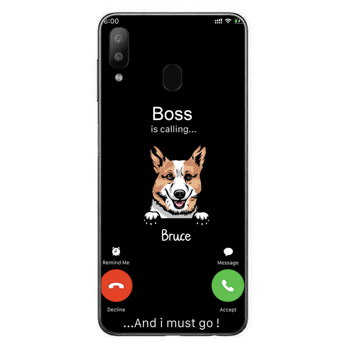 Personalized Dog Phone Case - Gift Idea For Dog Lover/Mother's Day/Father's Day - Up to 5 Dogs - Boss Is Calling And I Must Go - Case For iPhone/Samsung