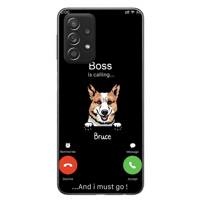 Personalized Dog Phone Case - Gift Idea For Dog Lover/Mother's Day/Father's Day - Up to 5 Dogs - Boss Is Calling And I Must Go - Case For iPhone/Samsung