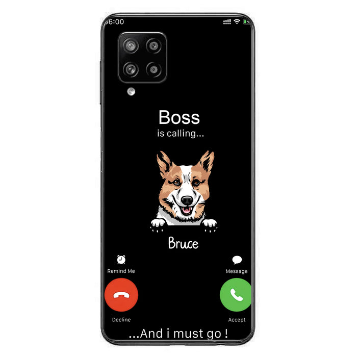 Personalized Dog Phone Case - Gift Idea For Dog Lover/Mother's Day/Father's Day - Up to 5 Dogs - Boss Is Calling And I Must Go - Case For iPhone/Samsung