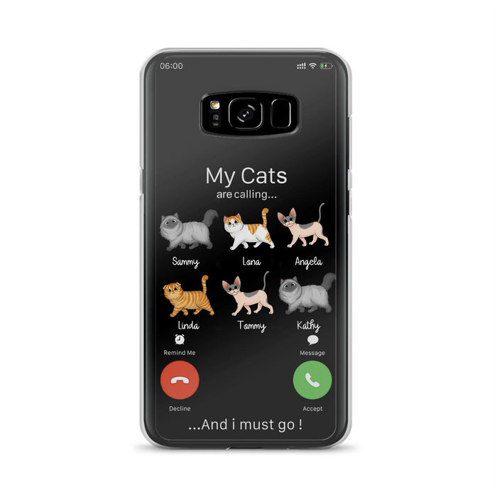 Custom Personalized Cats Phone Case - Gift Idea For Cat Lover/Mother's Day/Father's Day - My Cats Are Calling And I Must Go - Case For iPhone/Samsung