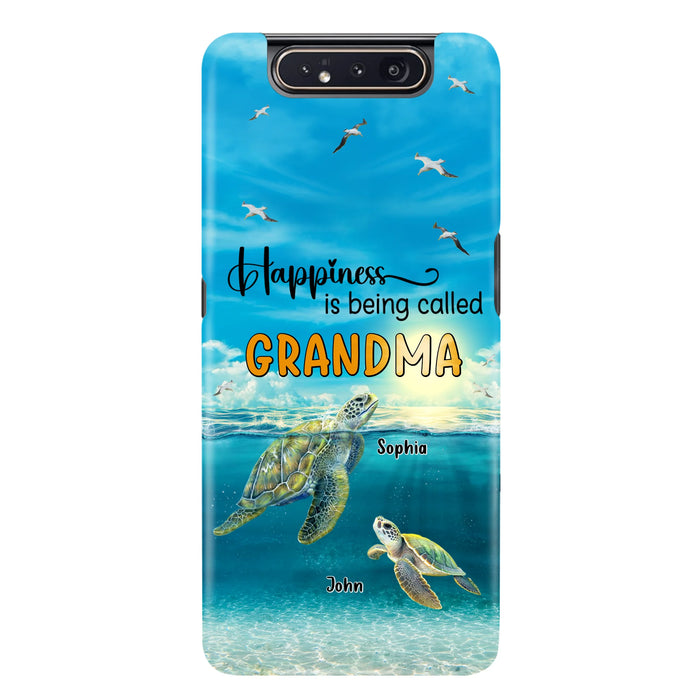 Custom Personalized Grandma Mom Turtle Phone Case - Gift Idea For Grandma - Up to 10 Kids - Happiness Is Being Called Grandma - Case For iPhone, Samsung