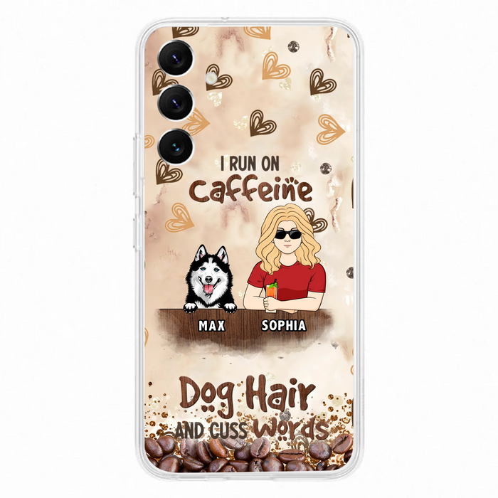 Personalized Pet Phone Case - Gift Idea For Dog/Cat/Horse Lovers - I Run On Caffeine Dog Hair And Cuss Words - Case For iPhone/Samsung