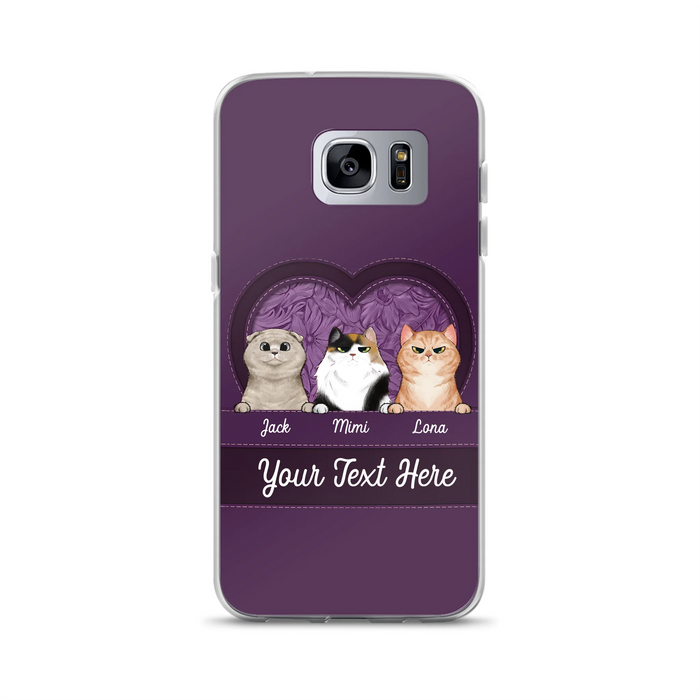 Custom Personalized Cat Phone Case For iPhone And Samsung - Gift Idea For Cat Lover - Up to 3  Cats  - Cat In Heart