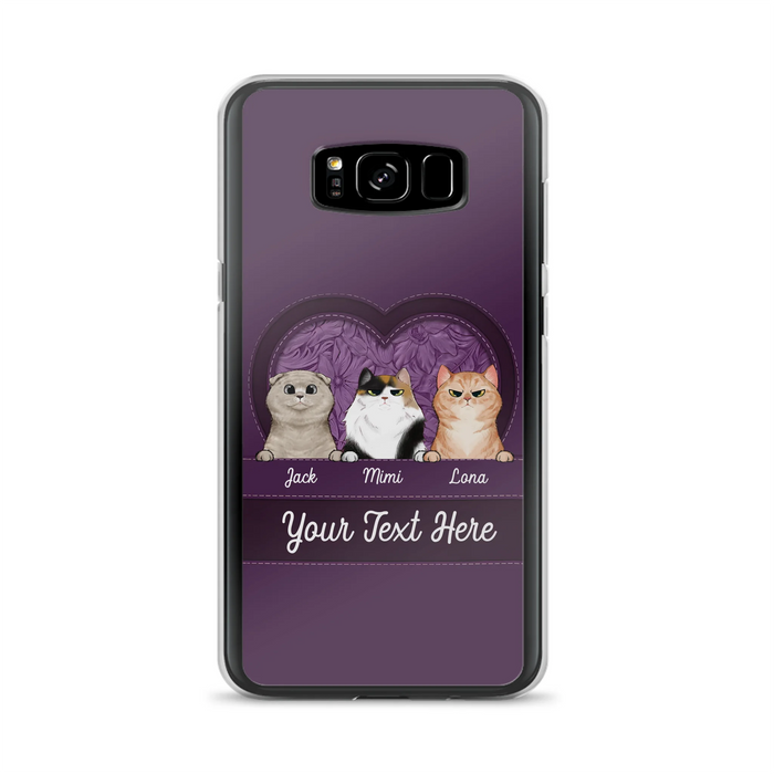 Custom Personalized Cat Phone Case For iPhone And Samsung - Gift Idea For Cat Lover - Up to 3  Cats  - Cat In Heart