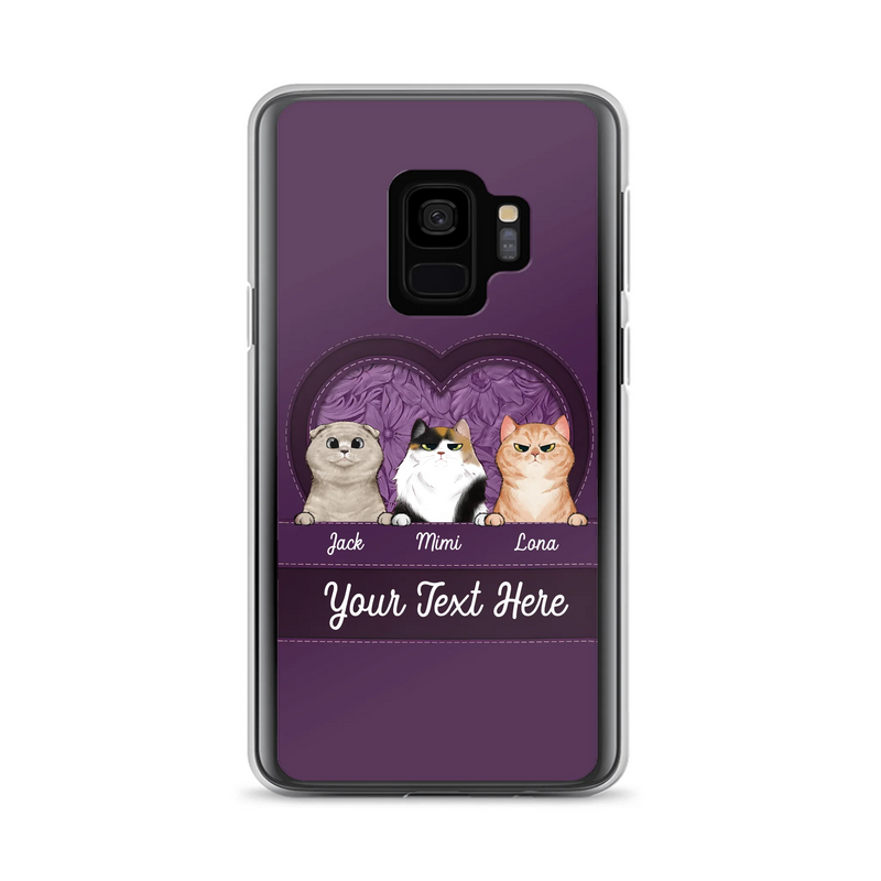 Custom Personalized Cat Phone Case For iPhone And Samsung - Gift Idea For Cat Lover - Up to 3  Cats  - Cat In Heart