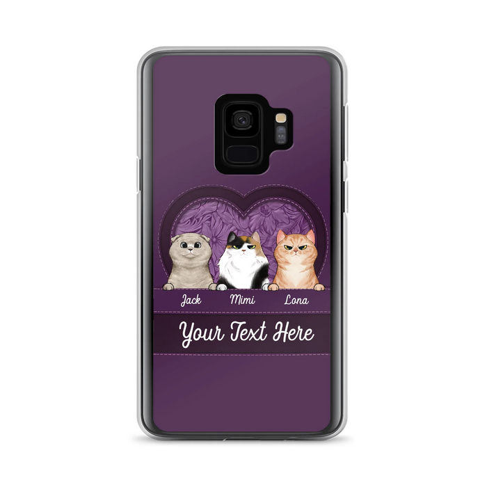Custom Personalized Cat Phone Case For iPhone And Samsung - Gift Idea For Cat Lover - Up to 3  Cats  - Cat In Heart