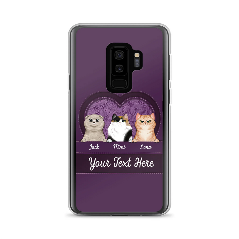 Custom Personalized Cat Phone Case For iPhone And Samsung - Gift Idea For Cat Lover - Up to 3  Cats  - Cat In Heart