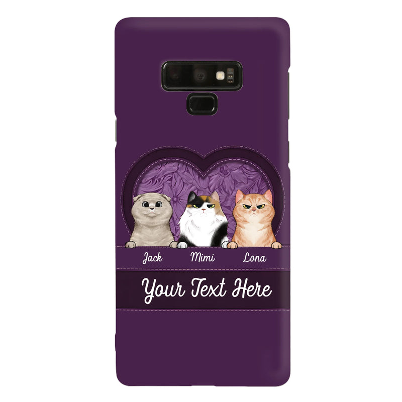 Custom Personalized Cat Phone Case For iPhone And Samsung - Gift Idea For Cat Lover - Up to 3  Cats  - Cat In Heart