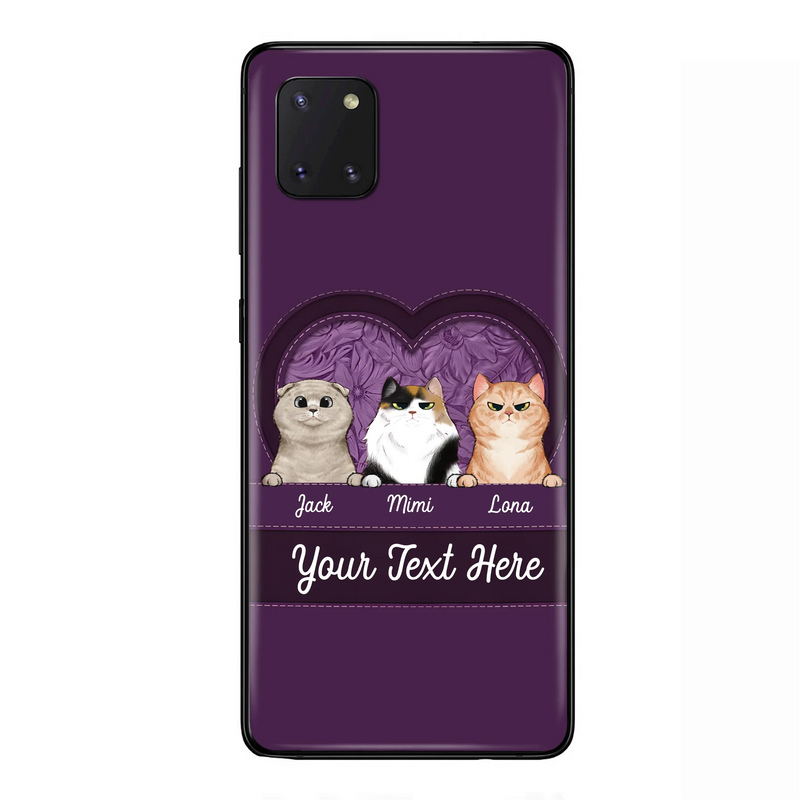 Custom Personalized Cat Phone Case For iPhone And Samsung - Gift Idea For Cat Lover - Up to 3  Cats  - Cat In Heart
