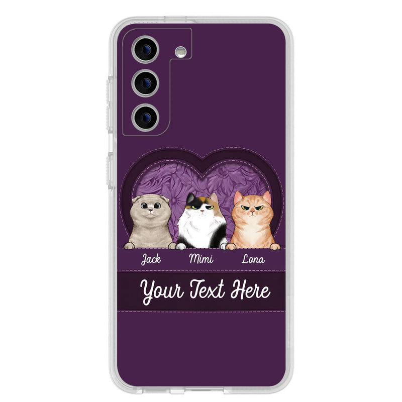 Custom Personalized Cat Phone Case For iPhone And Samsung - Gift Idea For Cat Lover - Up to 3  Cats  - Cat In Heart