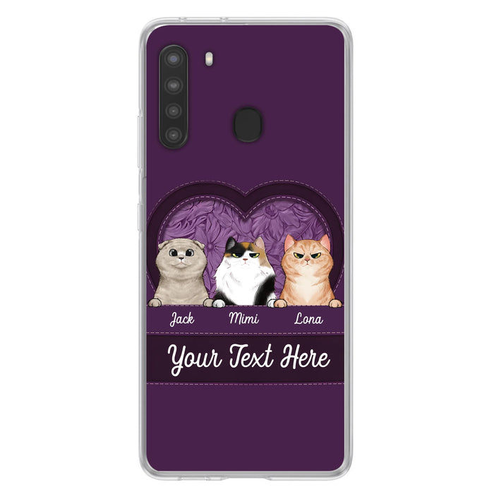 Custom Personalized Cat Phone Case For iPhone And Samsung - Gift Idea For Cat Lover - Up to 3  Cats  - Cat In Heart