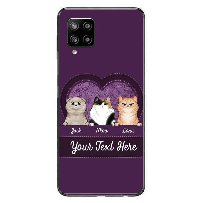 Custom Personalized Cat Phone Case For iPhone And Samsung - Gift Idea For Cat Lover - Up to 3  Cats  - Cat In Heart