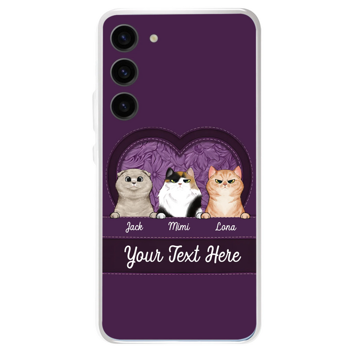 Custom Personalized Cat Phone Case For iPhone And Samsung - Gift Idea For Cat Lover - Up to 3  Cats  - Cat In Heart