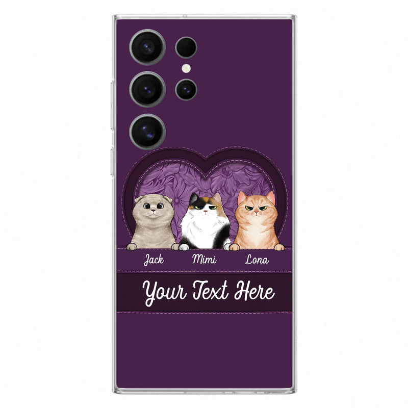 Custom Personalized Cat Phone Case For iPhone And Samsung - Gift Idea For Cat Lover - Up to 3  Cats  - Cat In Heart