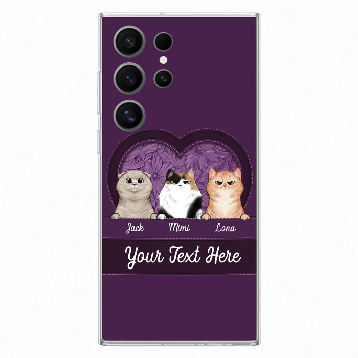 Custom Personalized Cat Phone Case For iPhone And Samsung - Gift Idea For Cat Lover - Up to 3  Cats  - Cat In Heart