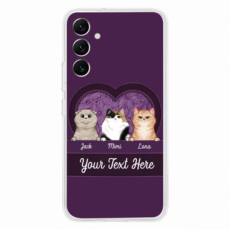 Custom Personalized Cat Phone Case For iPhone And Samsung - Gift Idea For Cat Lover - Up to 3  Cats  - Cat In Heart