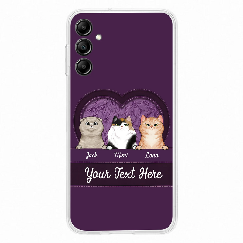 Custom Personalized Cat Phone Case For iPhone And Samsung - Gift Idea For Cat Lover - Up to 3  Cats  - Cat In Heart
