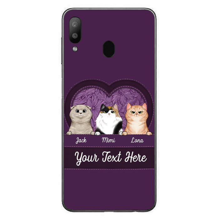Custom Personalized Cat Phone Case For iPhone And Samsung - Gift Idea For Cat Lover - Up to 3  Cats  - Cat In Heart