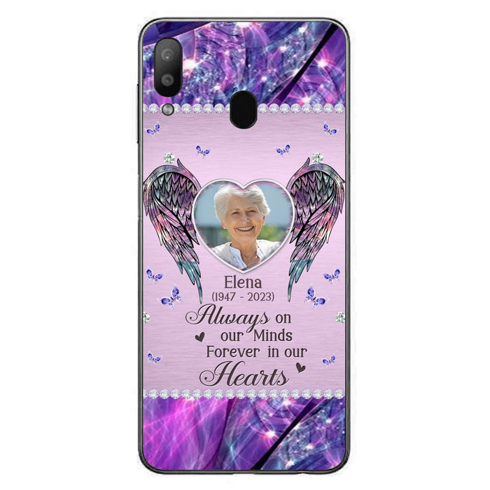 Custom Personalized Memorial Phone Case - Memorial Gift Idea For Family - Case For iPhone/Samsung - Always On My Mind Forever In Our Hearts
