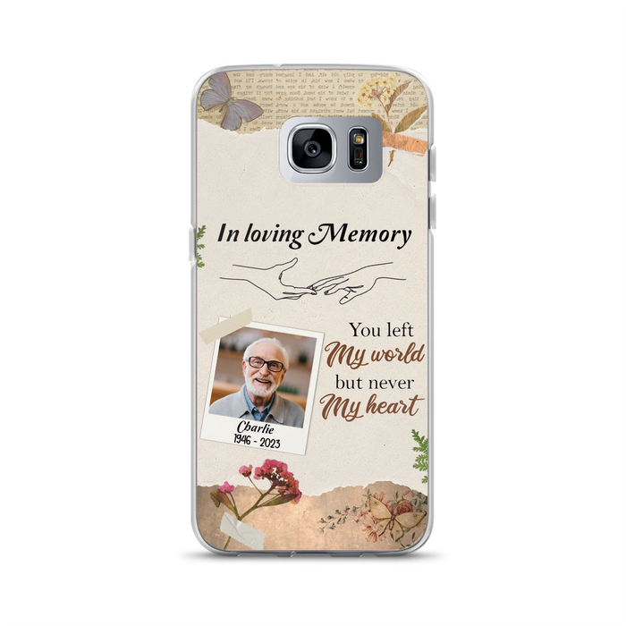 Custom Personalized Memorial Phone Case - Memorial Gift Idea For Family - Case For iPhone/Samsung - You Left My World But Never My Heart