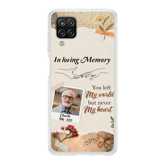 Custom Personalized Memorial Phone Case - Memorial Gift Idea For Family - Case For iPhone/Samsung - You Left My World But Never My Heart