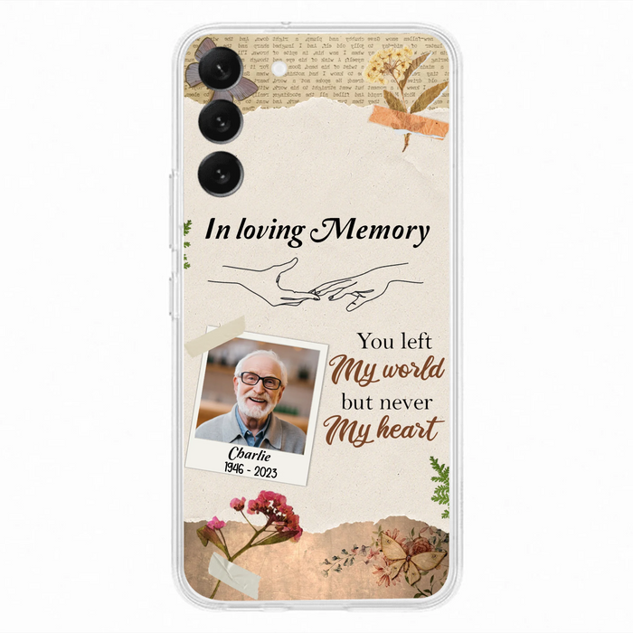 Custom Personalized Memorial Phone Case - Memorial Gift Idea For Family - Case For iPhone/Samsung - You Left My World But Never My Heart