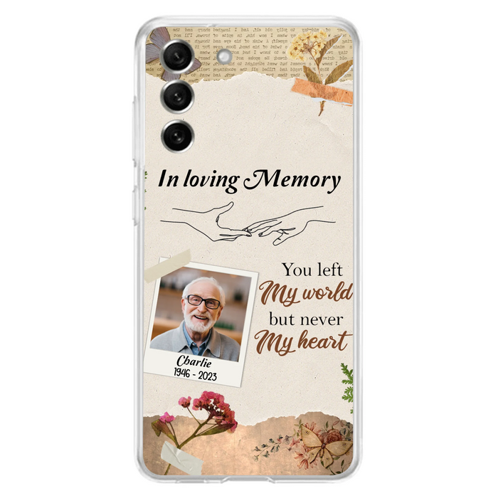 Custom Personalized Memorial Phone Case - Memorial Gift Idea For Family - Case For iPhone/Samsung - You Left My World But Never My Heart
