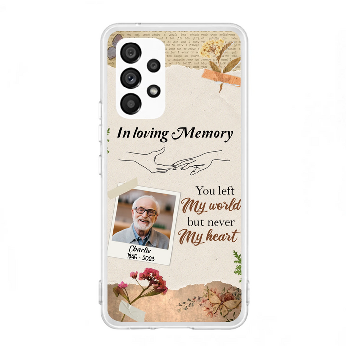 Custom Personalized Memorial Phone Case - Memorial Gift Idea For Family - Case For iPhone/Samsung - You Left My World But Never My Heart