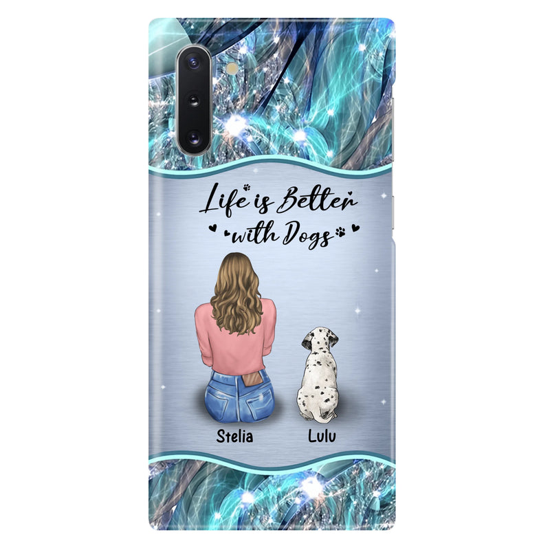 Personalized Dog Mom Phone Case - Up to 4 Dogs - Gift Idea For Dog Owners - Life Is Better With Dogs - Case For iPhone/Samsung