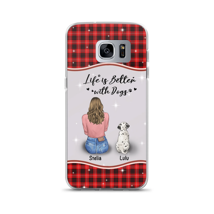 Personalized Dog Mom Phone Case - Up to 5 Dogs - Gift Idea For Dog Owners - Life Is Better With Dogs - Case For iPhone/Samsung
