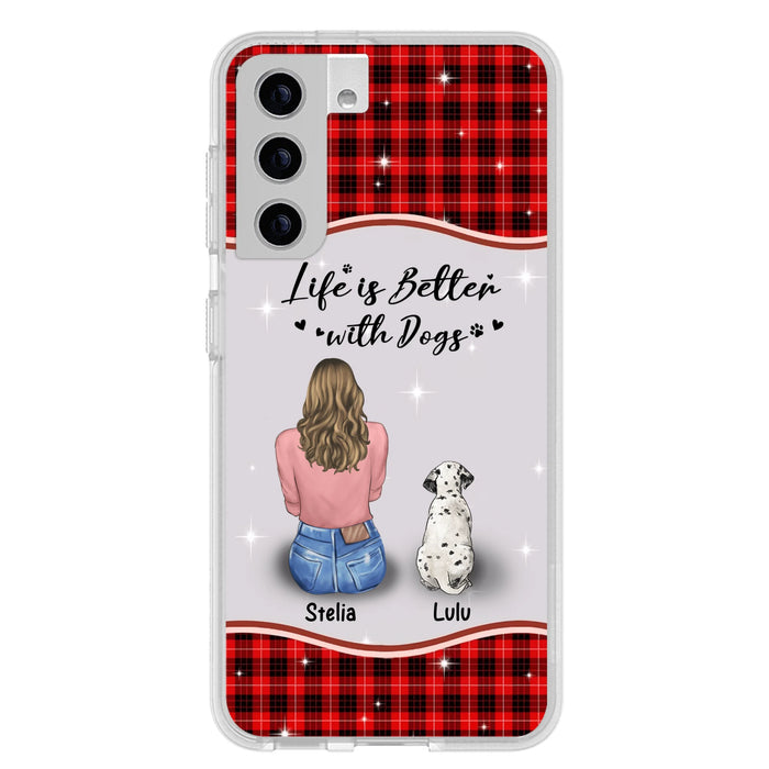 Personalized Dog Mom Phone Case - Up to 5 Dogs - Gift Idea For Dog Owners - Life Is Better With Dogs - Case For iPhone/Samsung