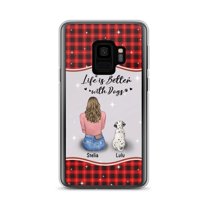 Personalized Dog Mom Phone Case - Up to 5 Dogs - Gift Idea For Dog Owners - Life Is Better With Dogs - Case For iPhone/Samsung